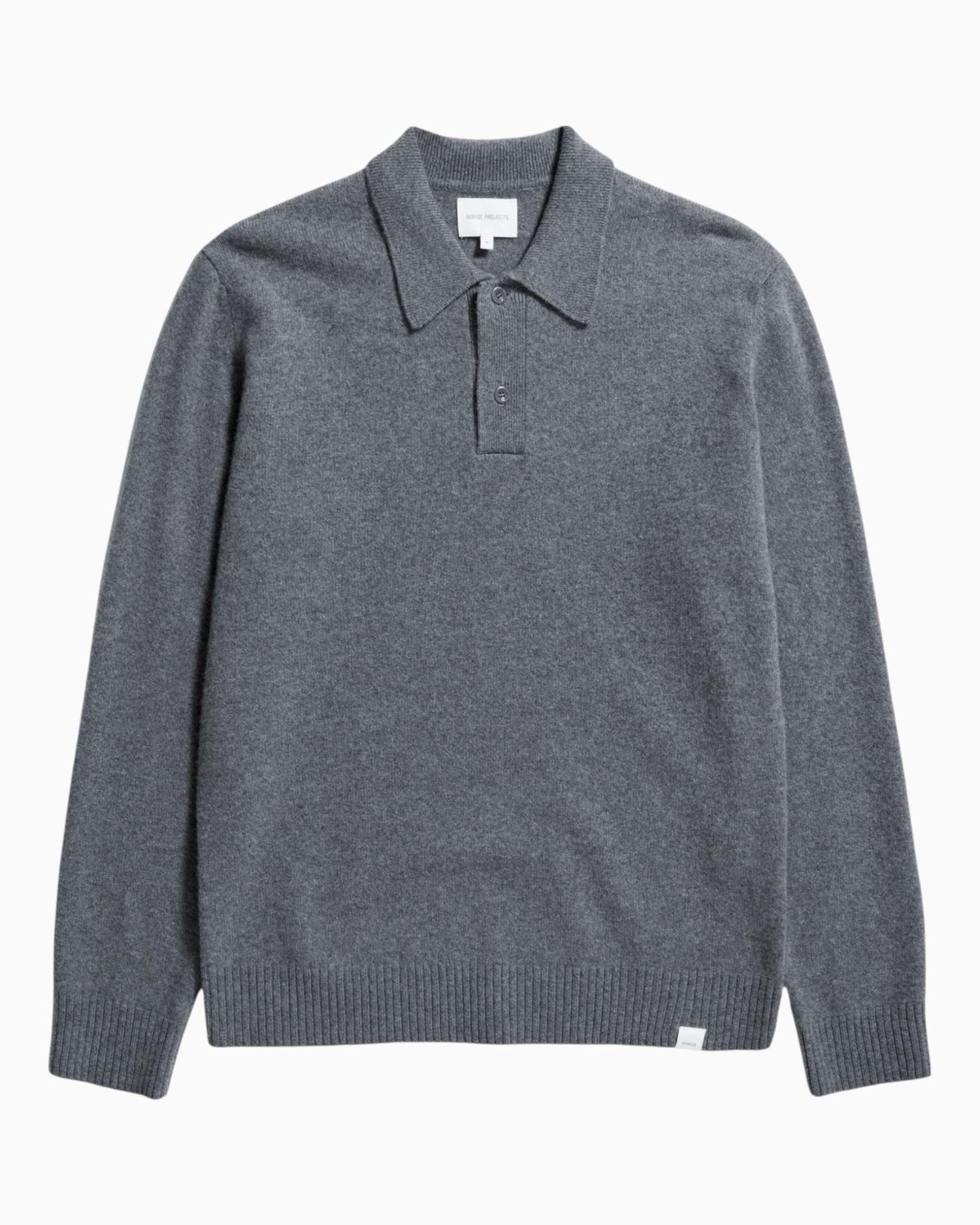 Norse Projects Norse Standard Merino Lambswool Polo Erkek Kazak Grey Melange