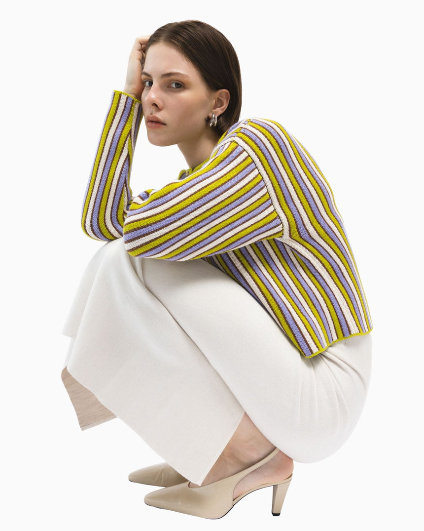 PEMY Grape Çizgili Triko Ceket