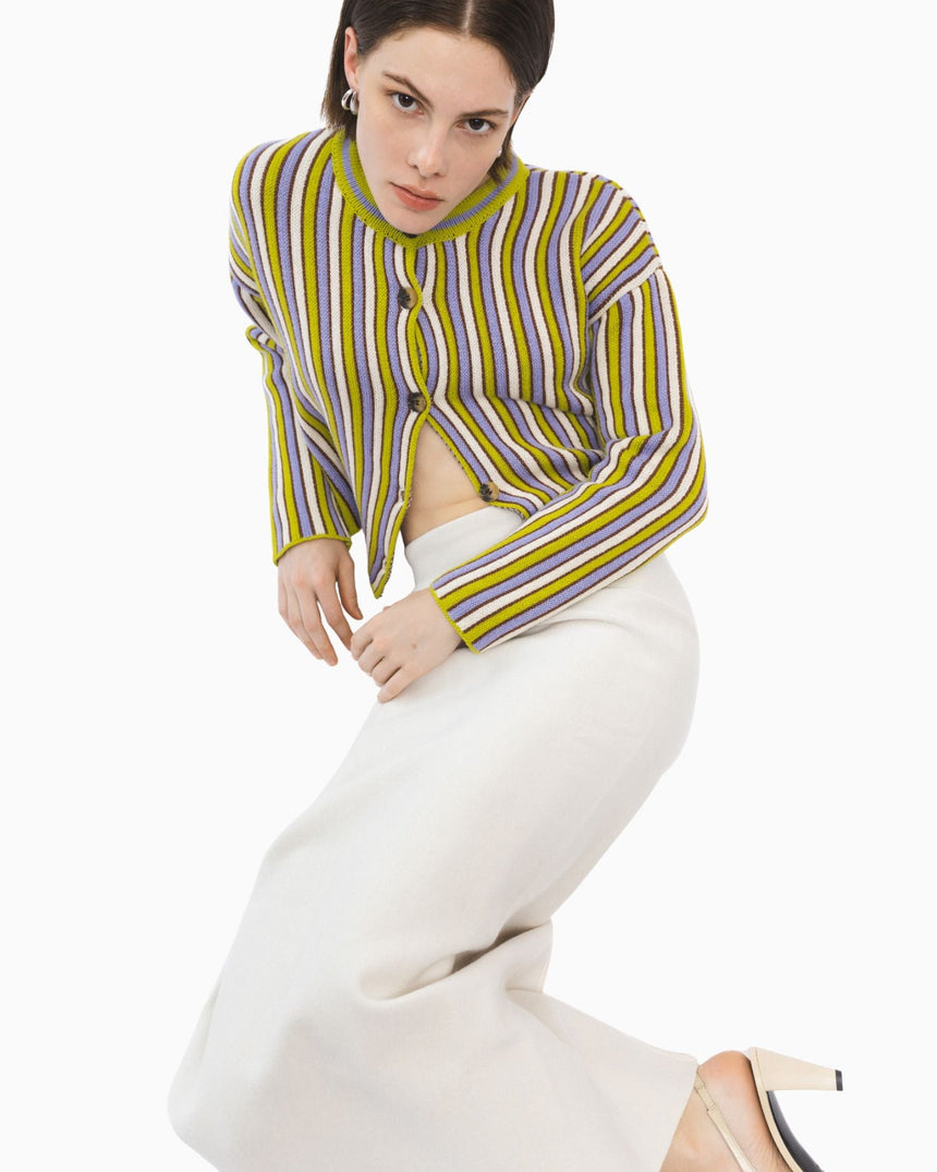 PEMY Grape Çizgili Triko Ceket