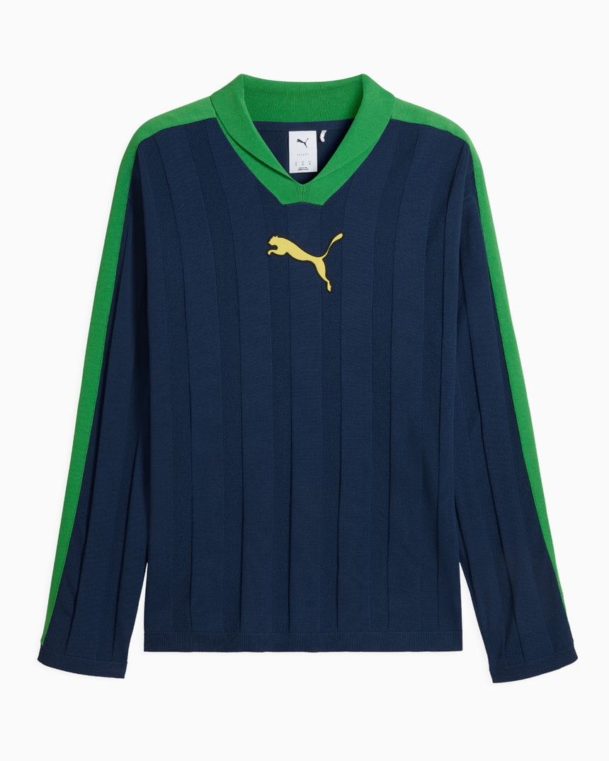 PUMA T7 Relaxed Long Sleeve Erkek Polo T-Shirt Blue Jewel