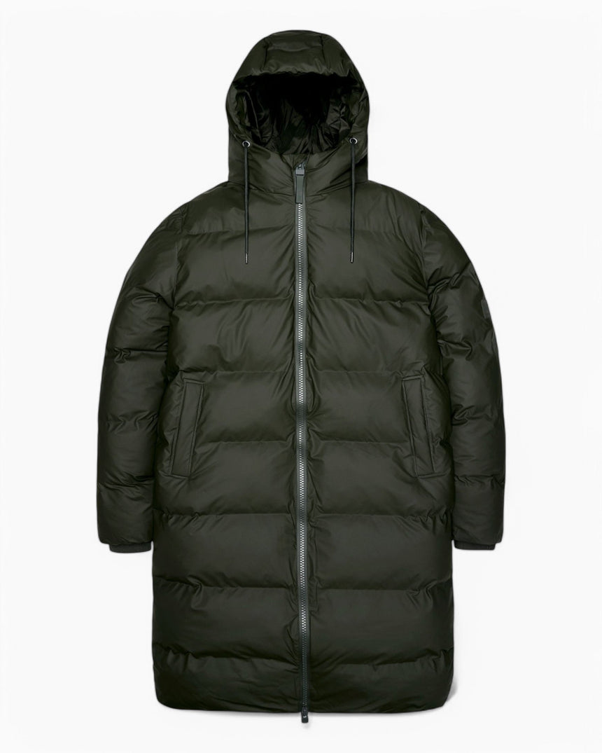 Rains Alta Long Puffer Jacket Green