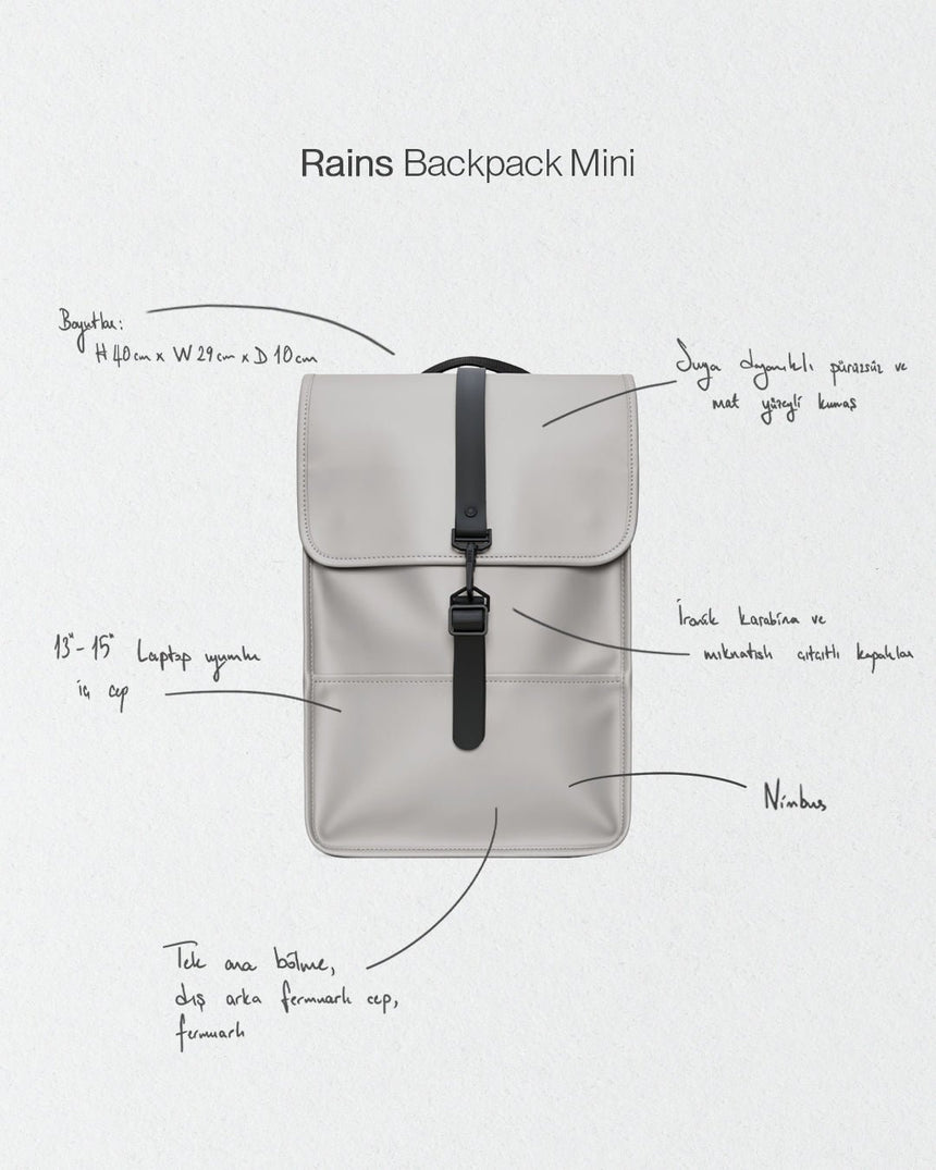 Rains Backpack Mini Sırt Çantası Nimbus