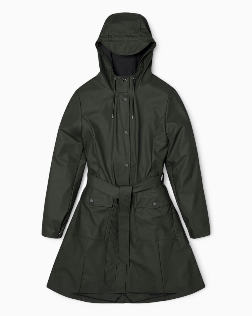 Rains Curve Long Jacket Green