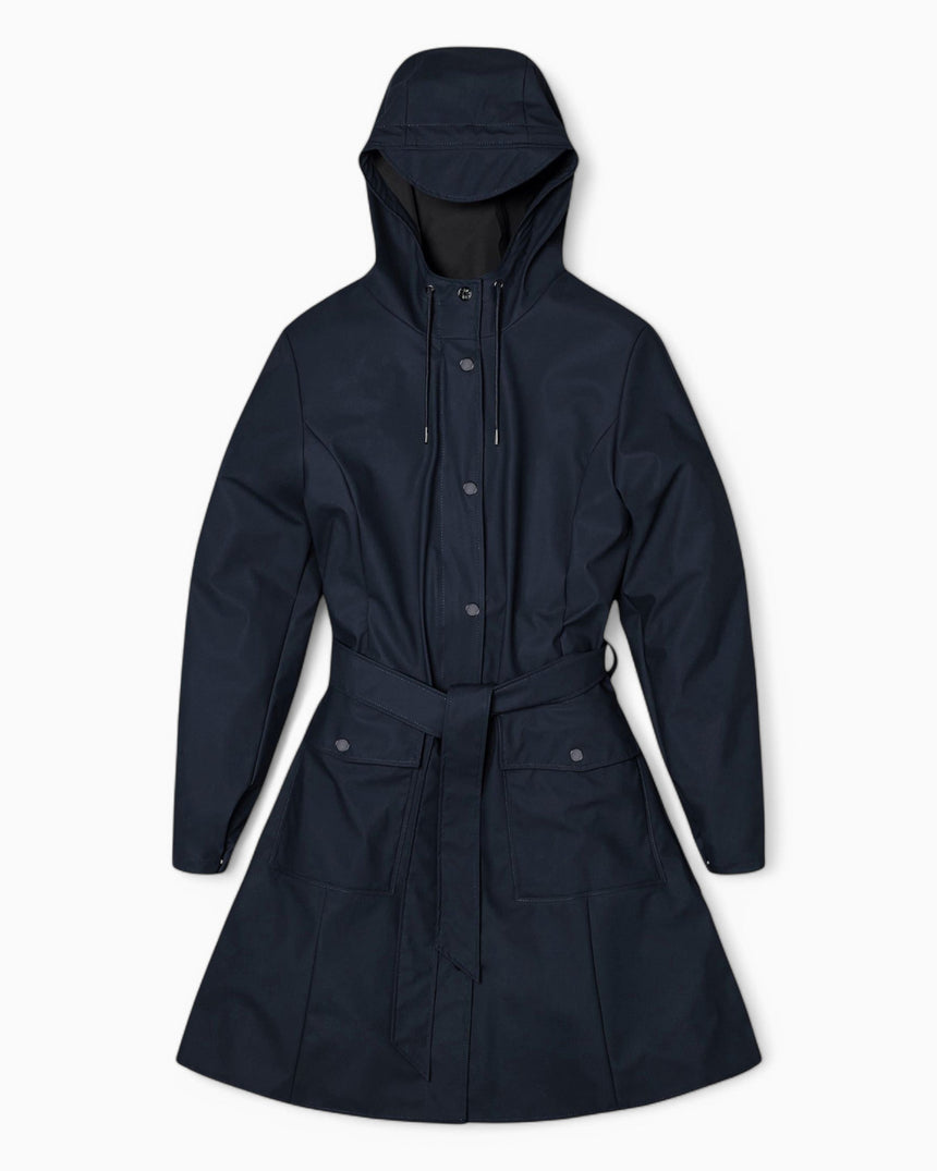 Rains Curve Long Jacket Navy