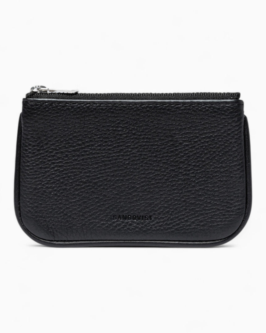 Sandqvist Leather Zip Wallet Piping Black