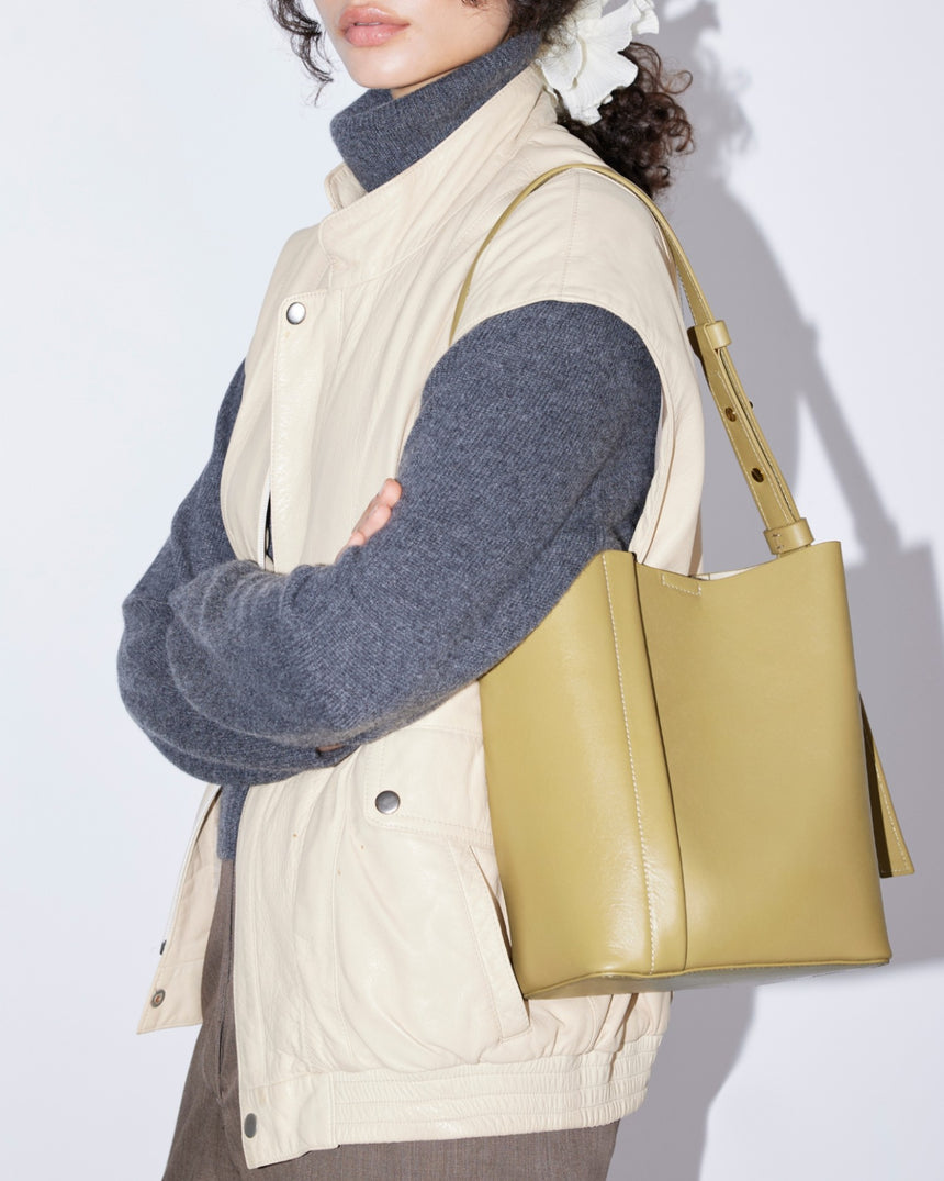 SAYÉS Medium Tote Plissé Deri Kadın Omuz Çantası