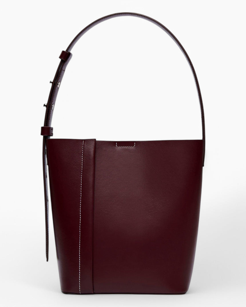 SAYÉS Medium Tote Plissé Deri Kadın Omuz Çantası Burgundy