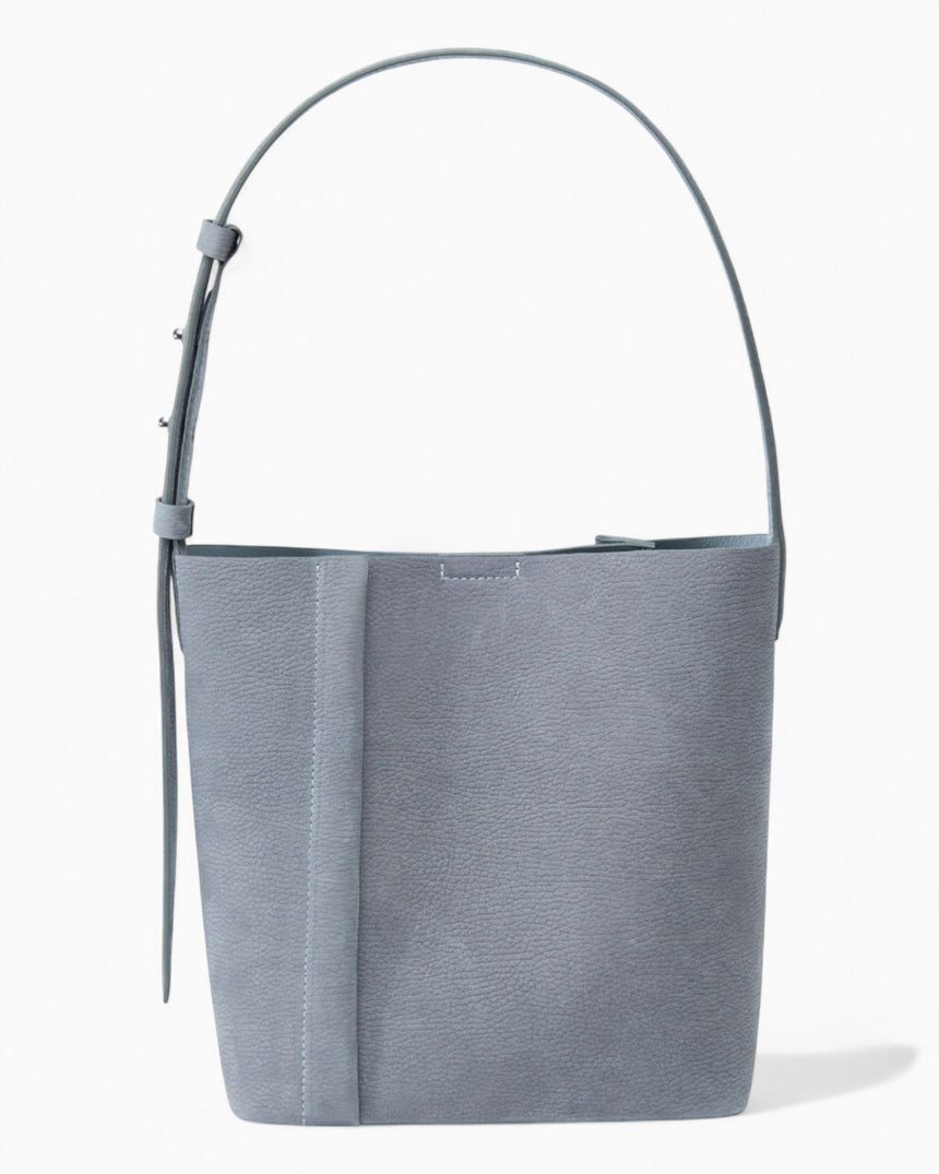 SAYÉS Medium Tote Plissé Nubuck Kadın Omuz Çantası Cement Nubuck