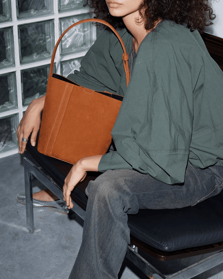 SAYÉS Medium Tote Plissé Nubuck Kadın Omuz Çantası