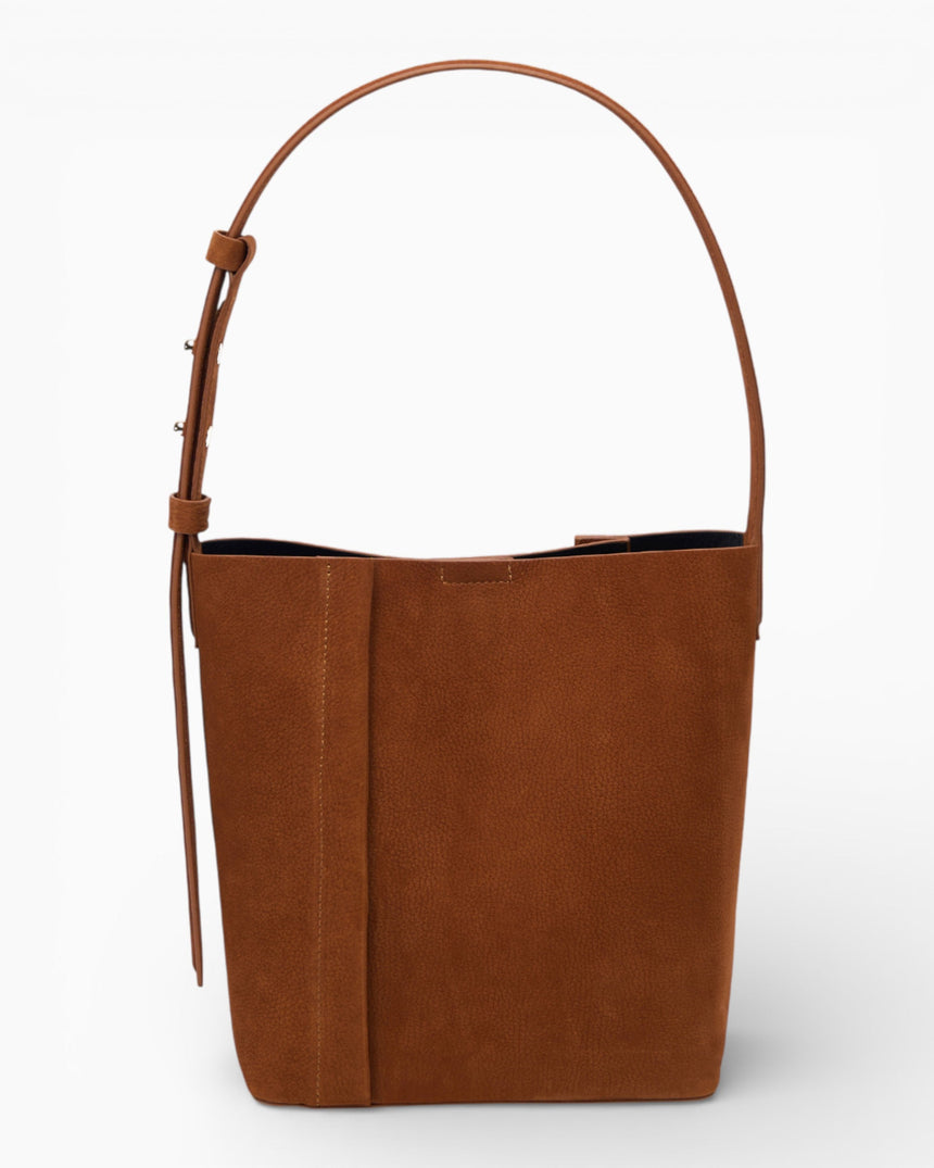 SAYÉS Medium Tote Plissé Nubuck Kadın Omuz Çantası Cinnamon Nubuck