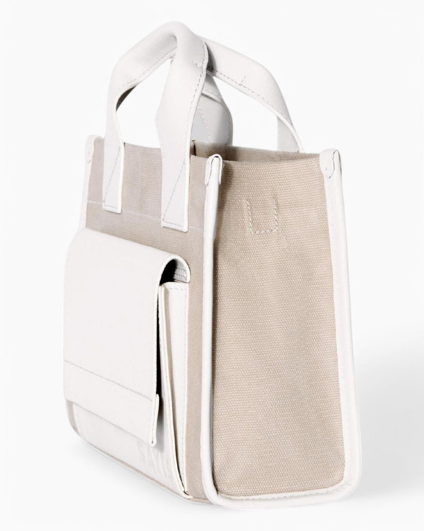 SAYÉS Stitched Pocket Mini Kadın Omuz Çantası Beige and Off - White