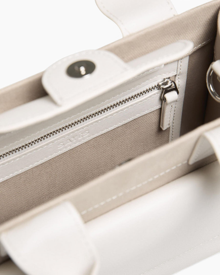 SAYÉS Stitched Pocket Mini Kadın Omuz Çantası Beige and Off - White