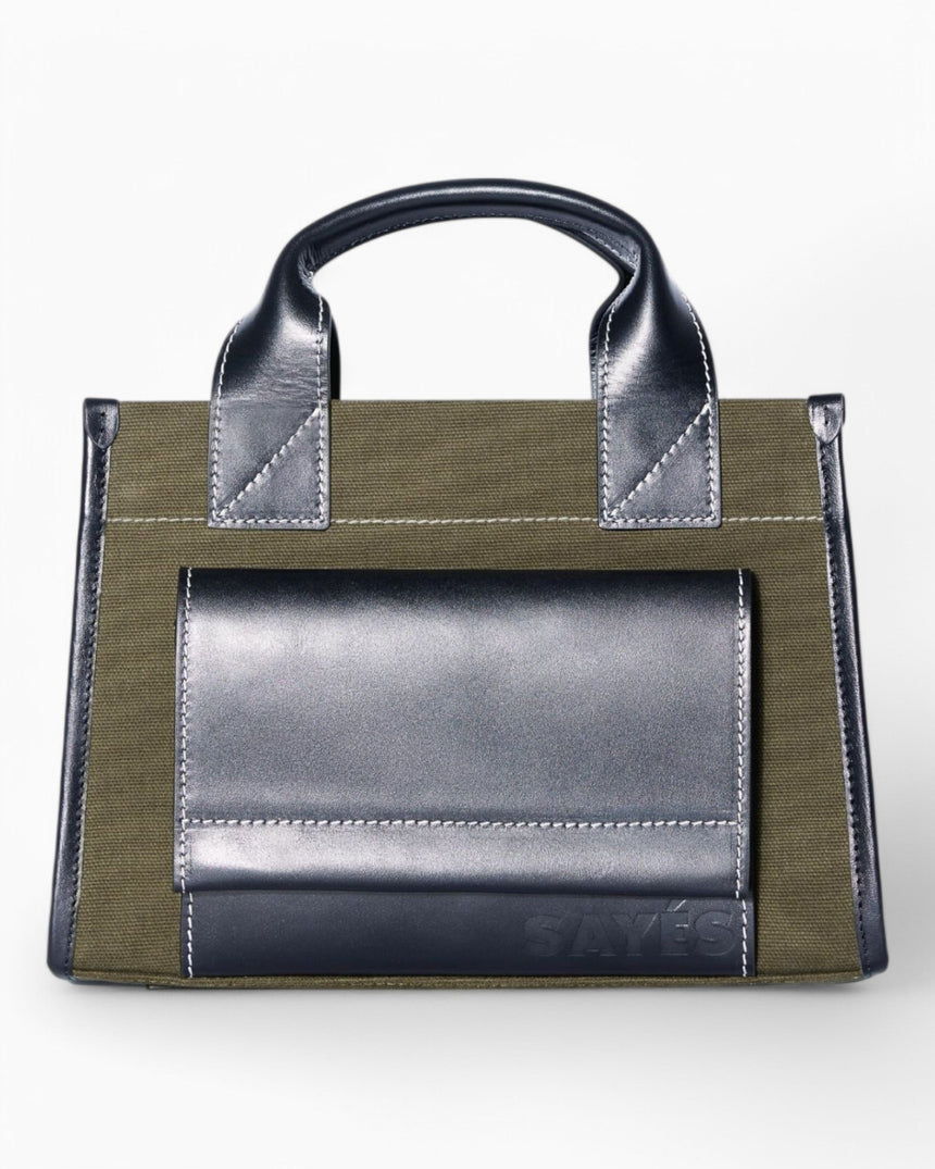 SAYÉS Stitched Pocket Mini Kadın Omuz Çantası Khaki and Black