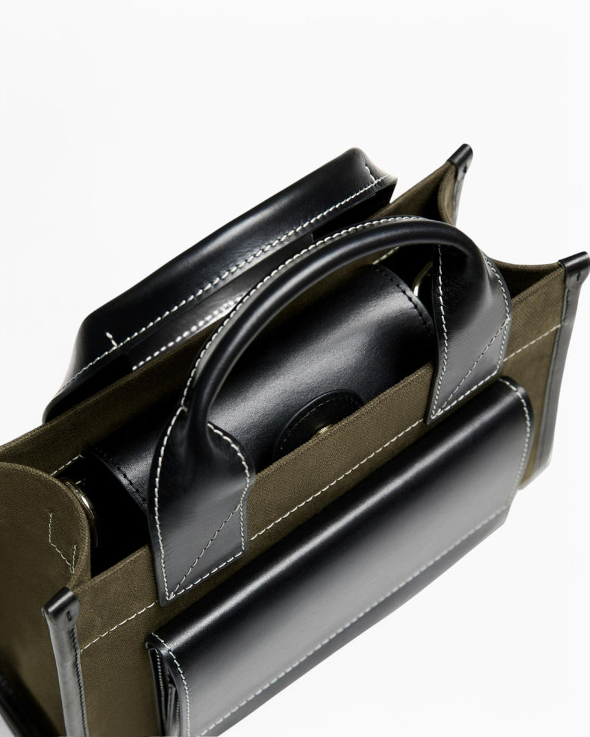 SAYÉS Stitched Pocket Mini Kadın Omuz Çantası Khaki and Black