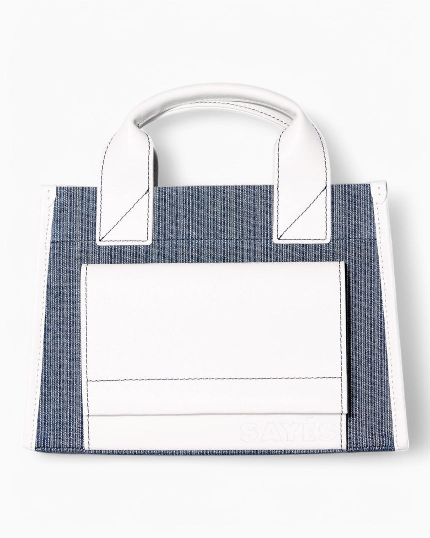 SAYÉS Stitched Pocket Mini Kadın Omuz Çantası Marin and Off - White