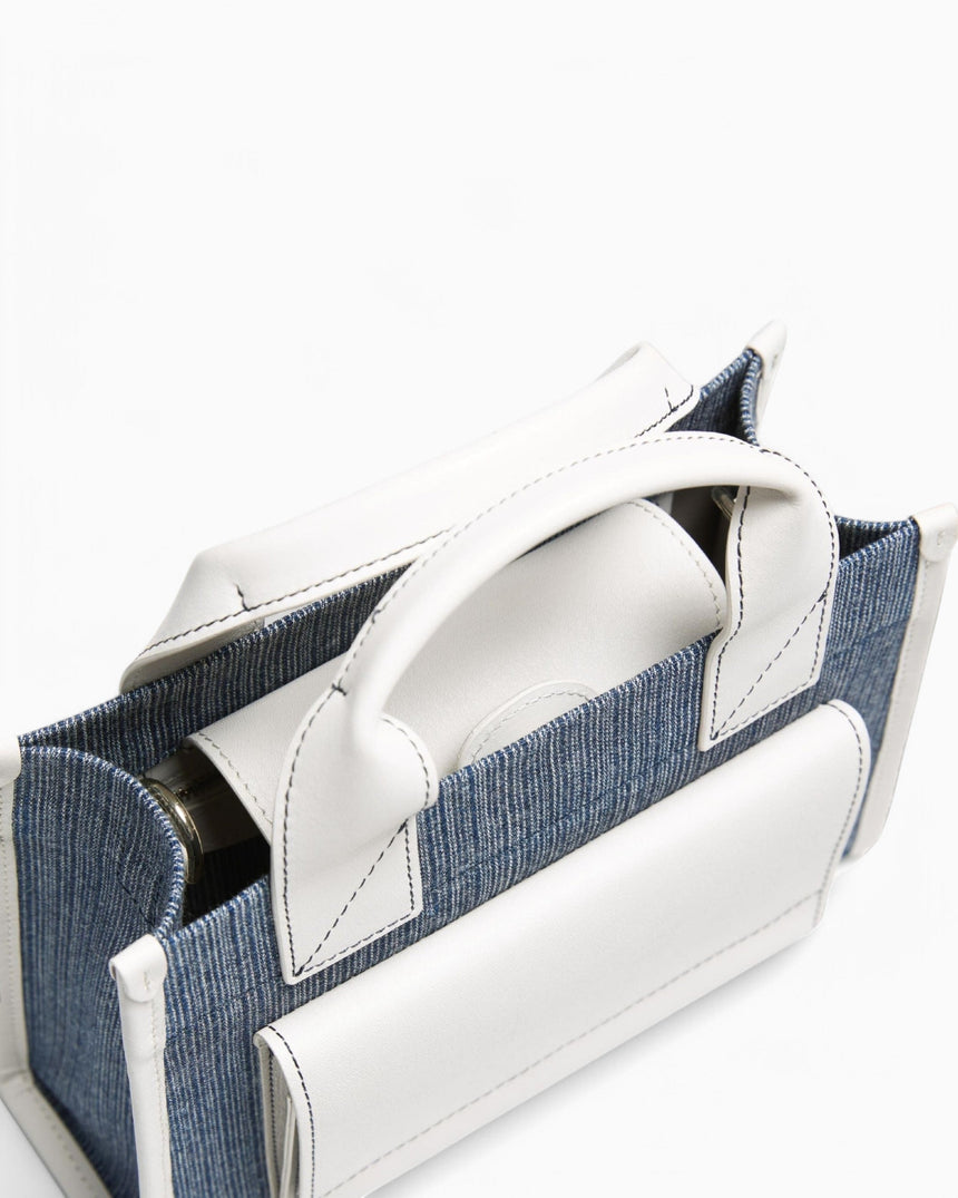 SAYÉS Stitched Pocket Mini Kadın Omuz Çantası Marin and Off - White