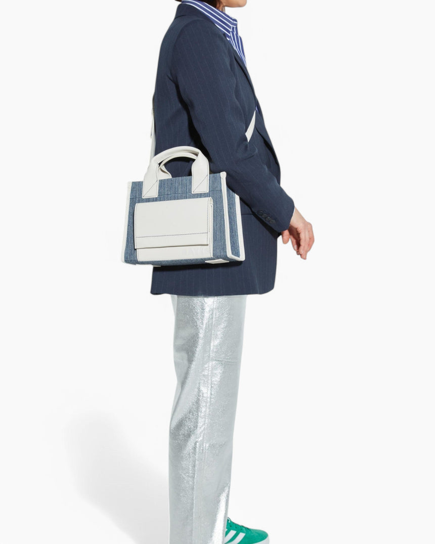 SAYÉS Stitched Pocket Mini Kadın Omuz Çantası Marin and Off - White