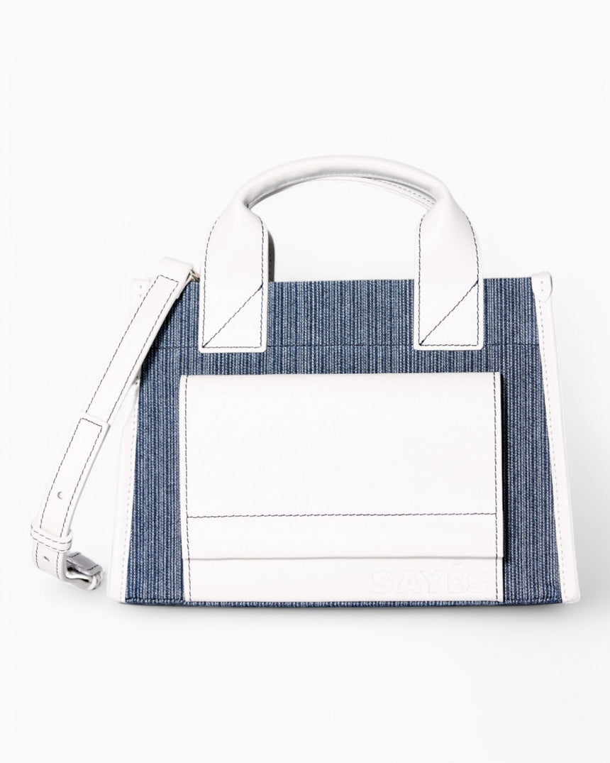 SAYÉS Stitched Pocket Mini Kadın Omuz Çantası Marin and Off - White