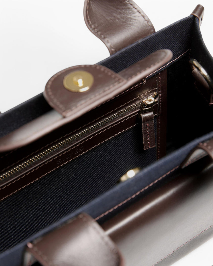 SAYÉS Stitched Pocket Mini Kadın Omuz Çantası Navy and Brown