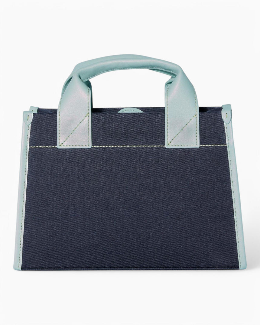 SAYÉS Stitched Pocket Mini Kadın Omuz Çantası Navy and Sea Green