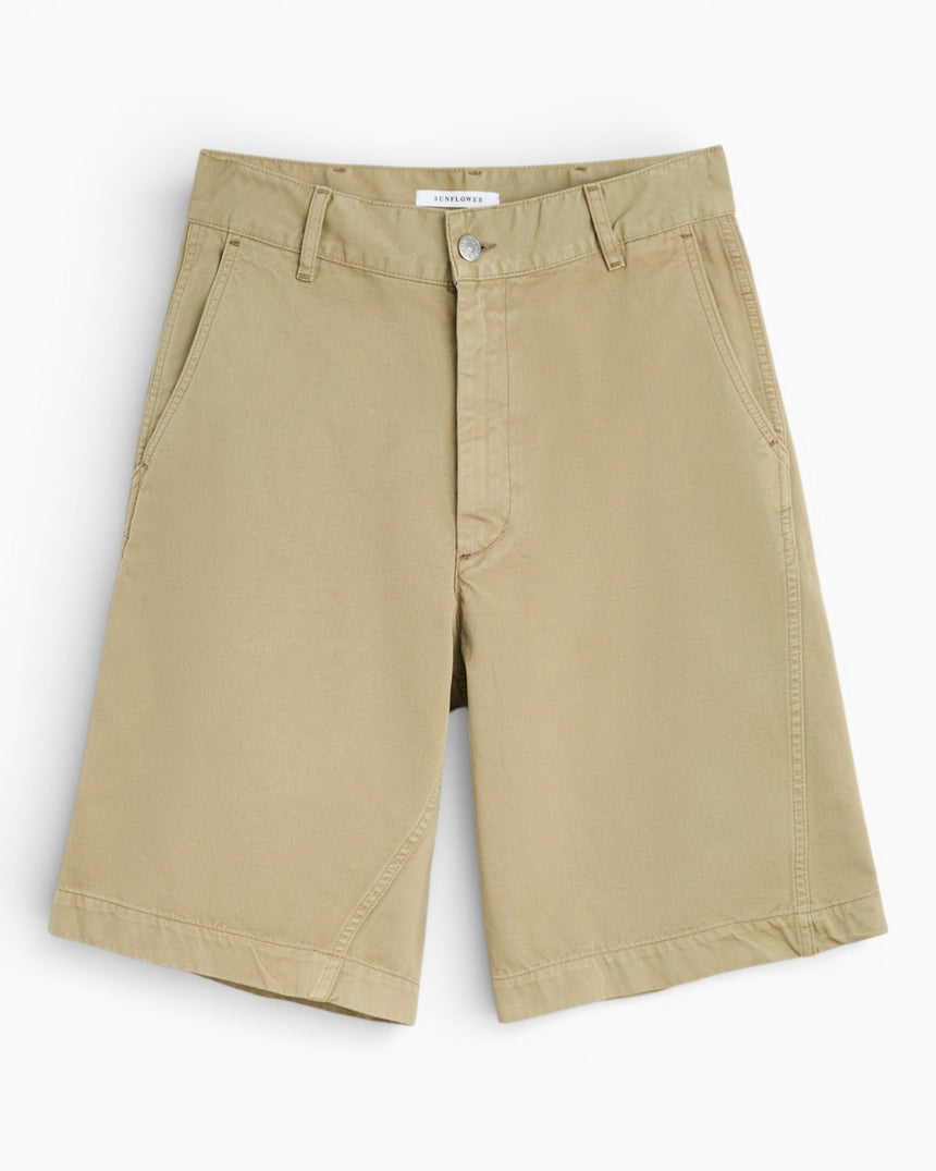 Sunflower Wide Twist Chino Shorts Khaki
