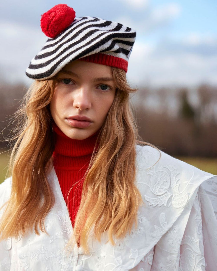 tête bleue Clement Striped Cashmere Blend French Beret
