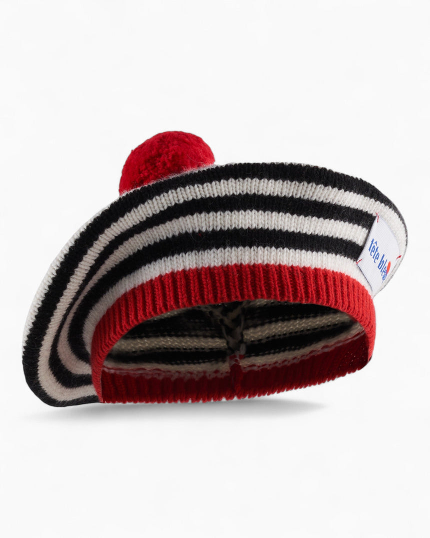 tête bleue Clement Cashmere Blend French Beret Black/White