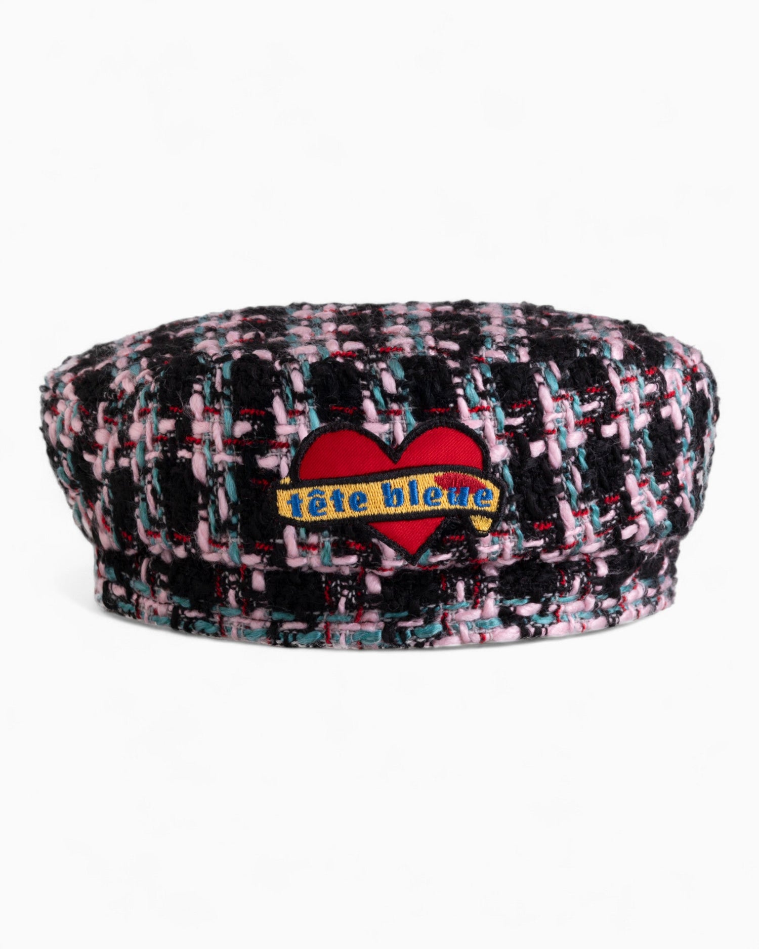 tête bleue Coeur Tweed French Beret Pink