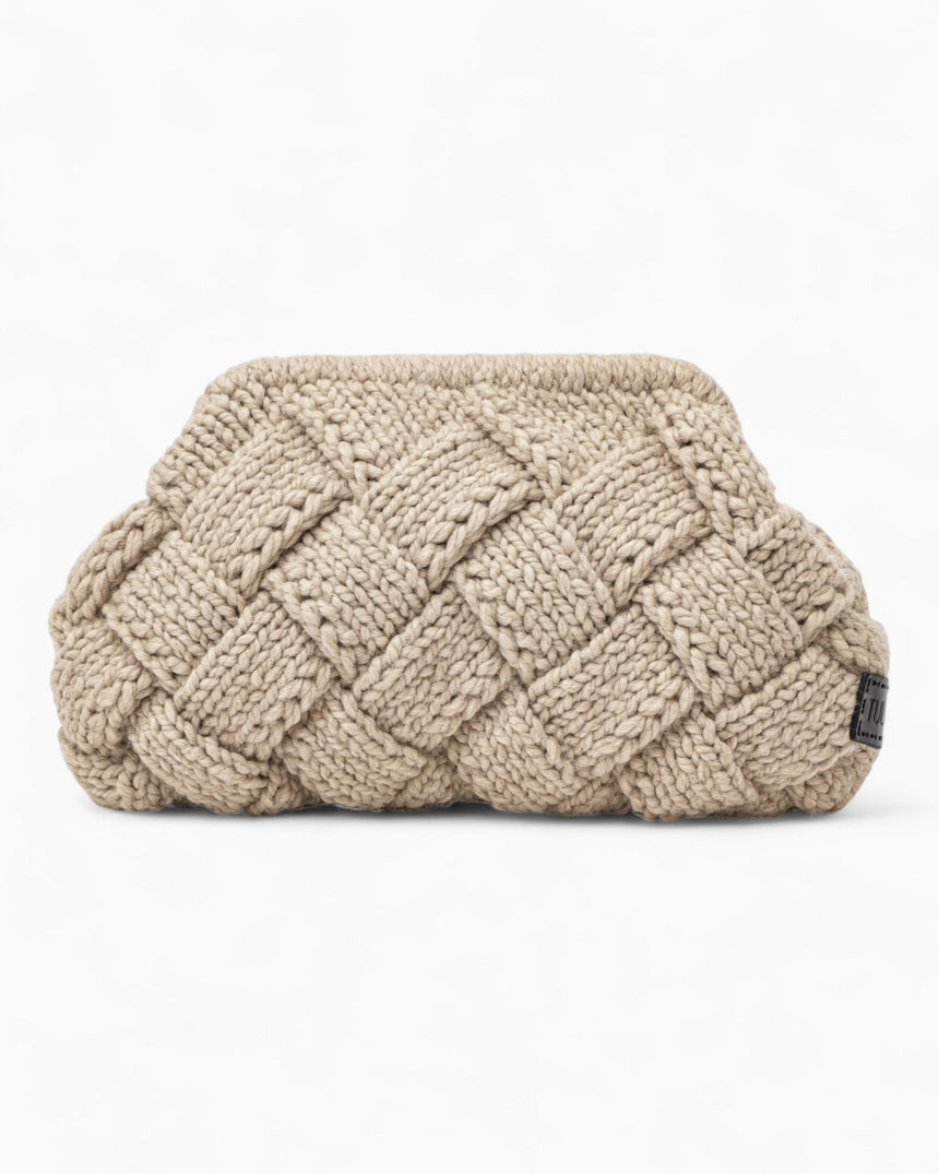 Tullaa Puzzle Wool Pouch Bag Beige