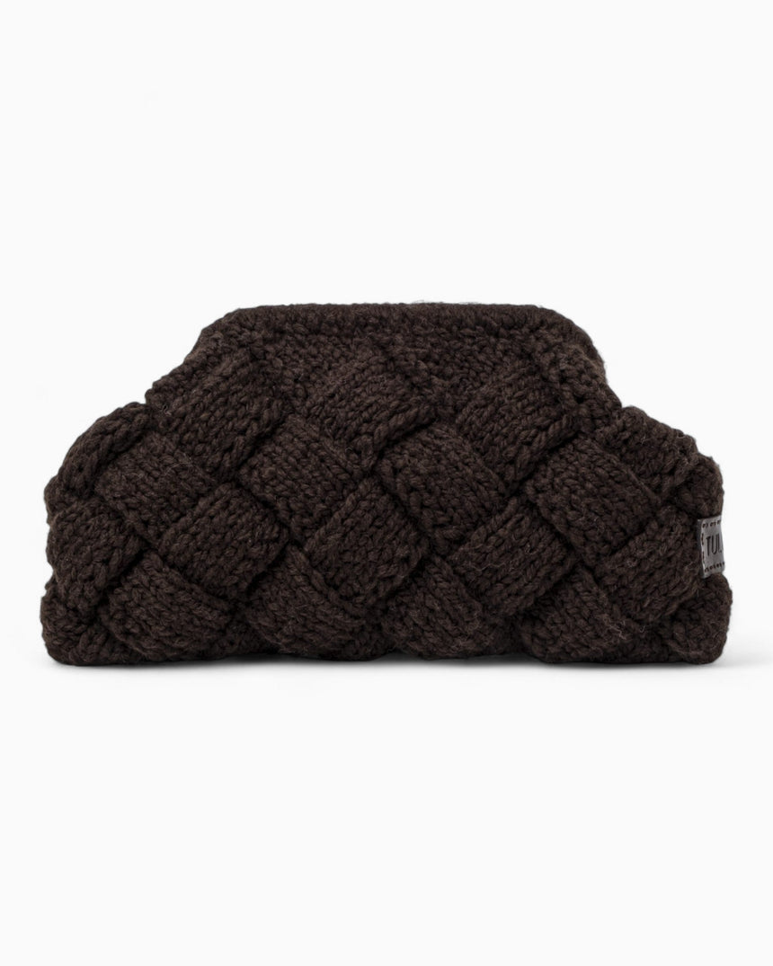Tullaa Puzzle Wool Pouch Bag Brown