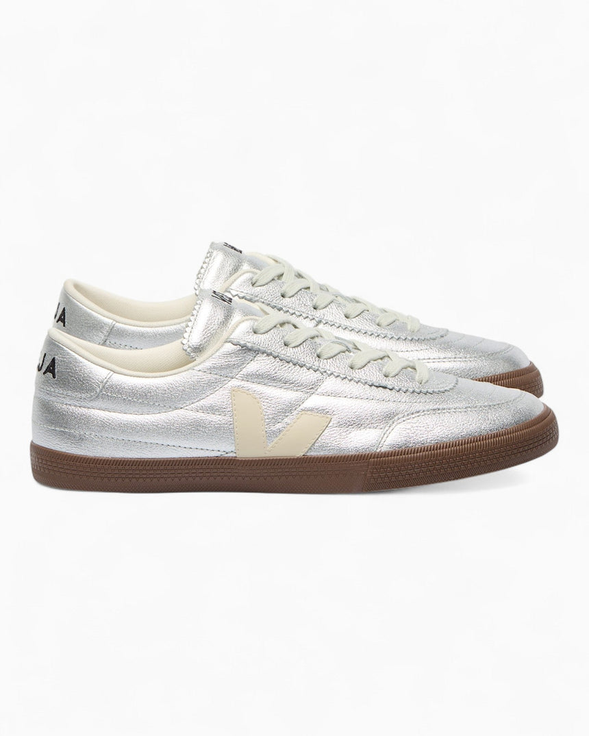 VEJA Panenka Organic Traced Leather Kadın Sneaker Silver/Pierre Bark