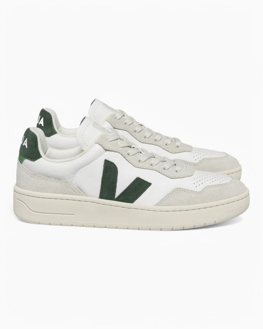 VEJA V-90 Leather Suede Logo Kadın Sneaker Extra White/Cyprus