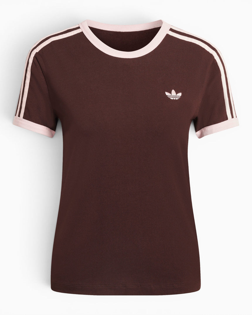 adidas Originals 3 Stripes Slim Kadın T-Shirt Aurora Coffee/Sandy Pink