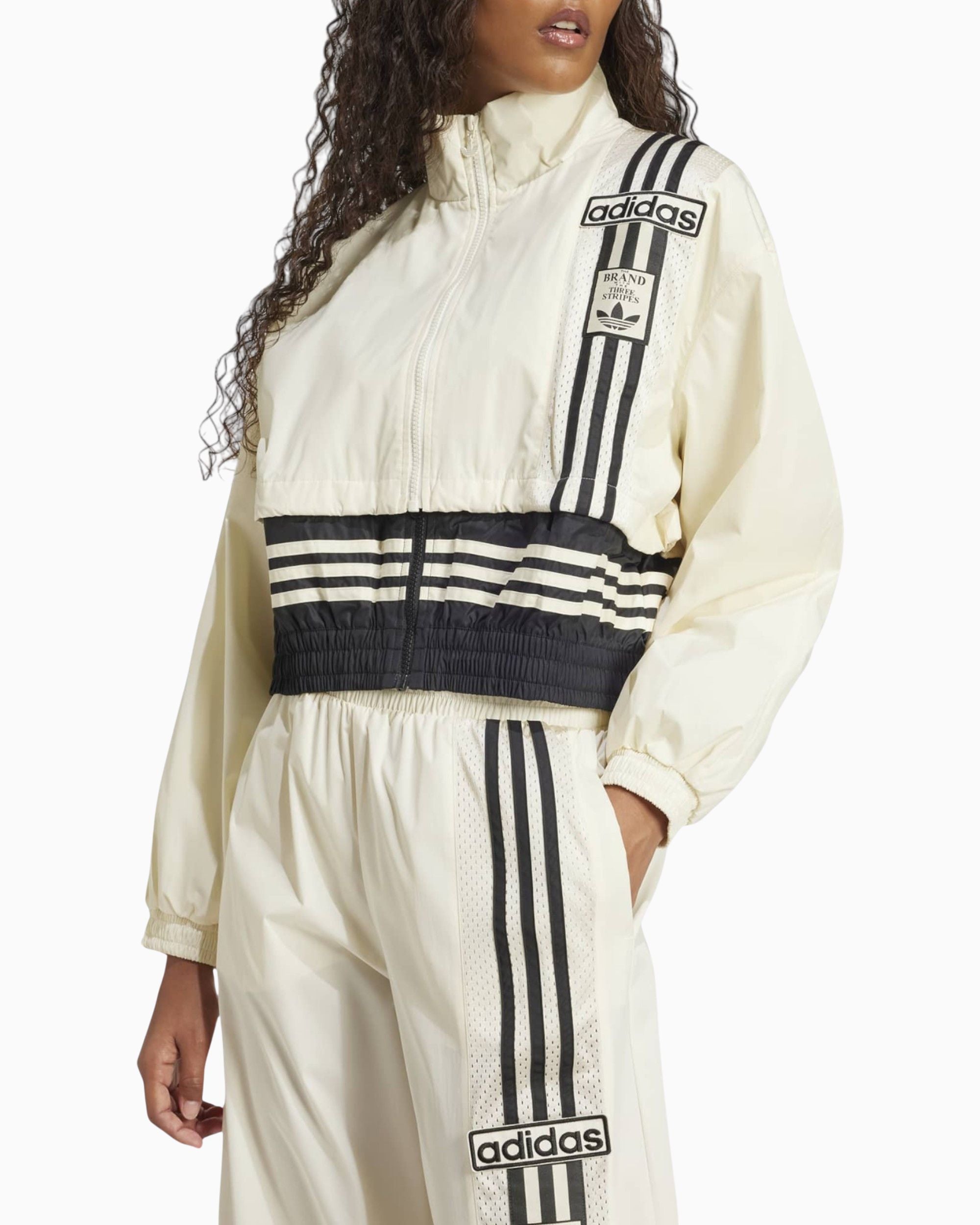 ★adidas★ Adibreak Woven 2-in-1 Track Top Cream White Black adidas Originals Adibreak Woven Two-In-One Women's Track Top