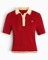 adidas Originals Cable Knit Cali Kadın Polo T-Shirt Team Victory Red