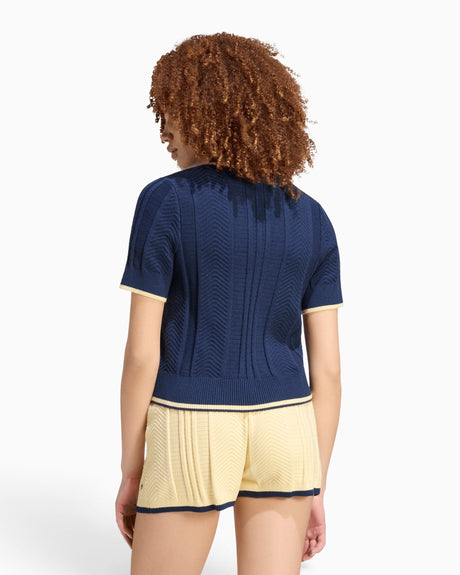 adidas Originals Cable Knit Cali Kadın Polo T-Shirt Warm Vanilla