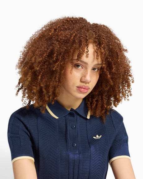adidas Originals Cable Knit Cali Kadın Polo T-Shirt Warm Vanilla