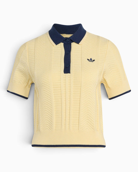 adidas Originals Cable Knit Cali Kadın Polo T-Shirt Warm Vanilla