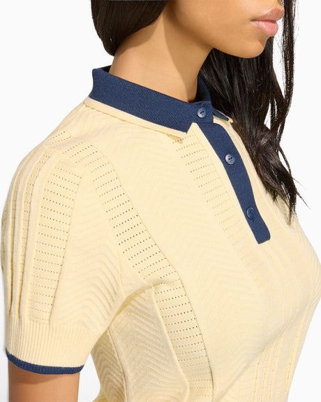 adidas Originals Cable Knit Cali Kadın Polo T-Shirt Warm Vanilla