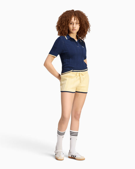 adidas Originals Cable Knit Cali Kadın Polo T-Shirt Warm Vanilla