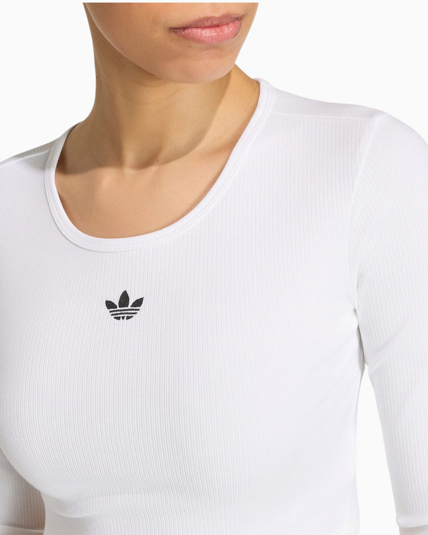 adidas Originals Essentials Rib Cropped Longsleeve Kadın T-Shirt White