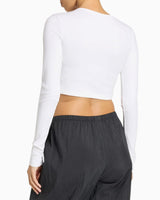adidas Originals Essentials Rib Cropped Longsleeve Kadın T-Shirt White