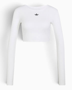 adidas Originals Essentials Rib Cropped Longsleeve Kadın T-Shirt White