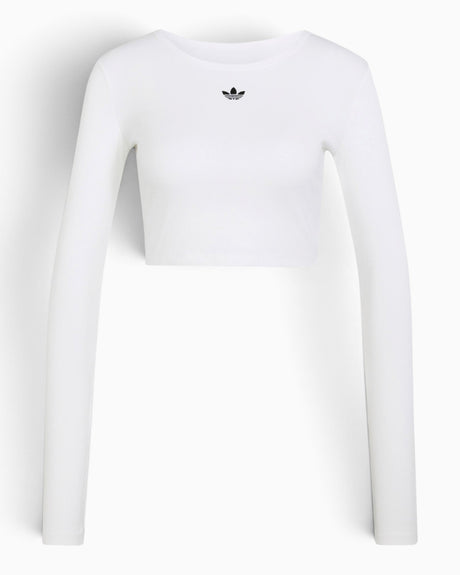 adidas Originals Essentials Rib Cropped Longsleeve Kadın T-Shirt White
