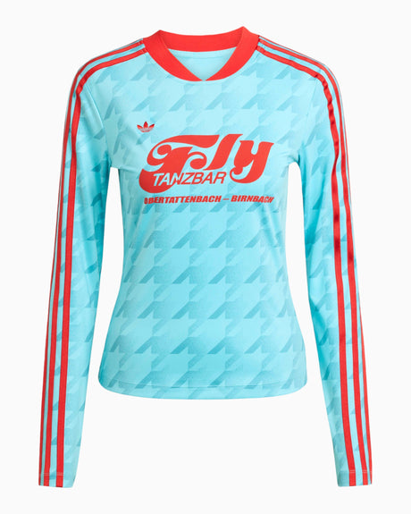 adidas Originals Graphic Football Allover Print Bodycon Long Sleeve Kadın Forma Blue Glow