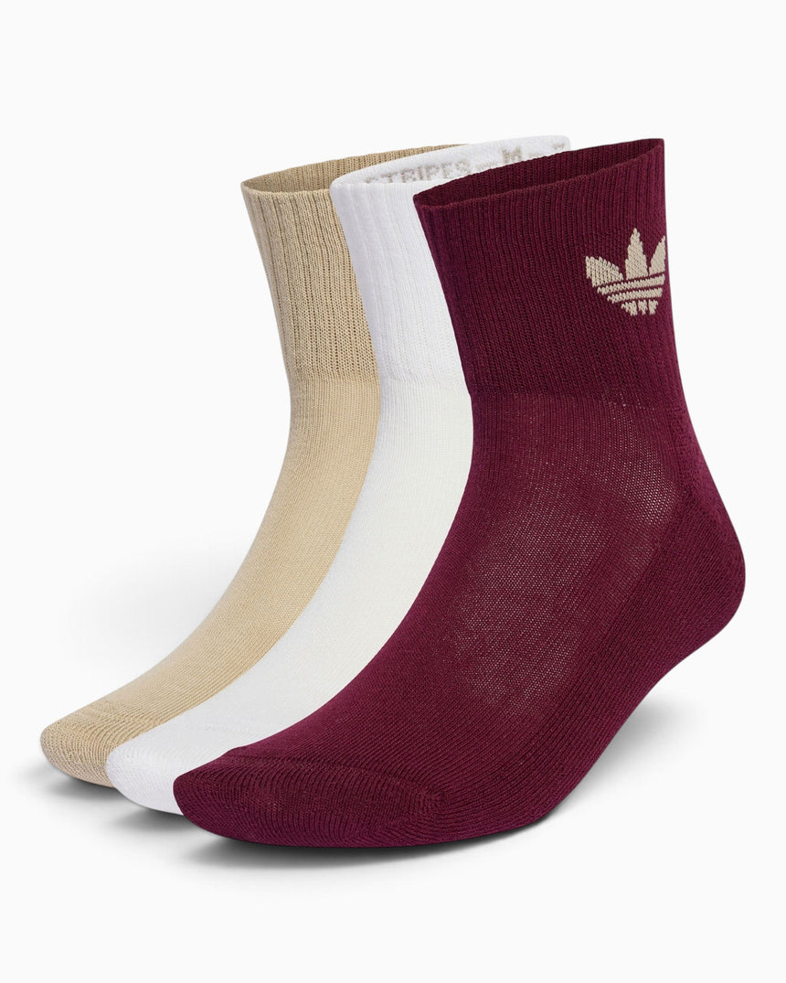 adidas Originals Mid Crew 3 Pairs Çorap White / Stone Khaki / Maroon