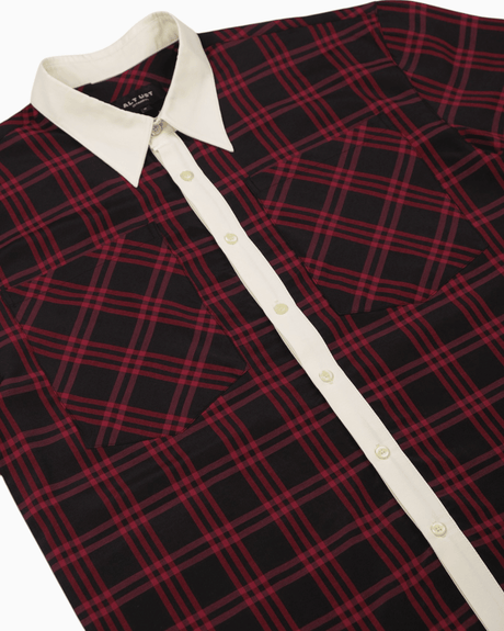 Alt Üst Plaid Poplin Gömlek Red/Black