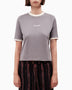 Alt Üst Contrast Ribebd T-Shirt Grey&Cream