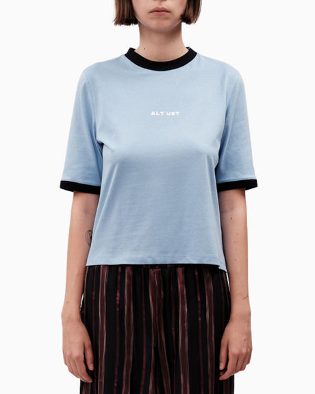 Alt Üst Contrast Ribebd T-Shirt Baby Blue&Navy