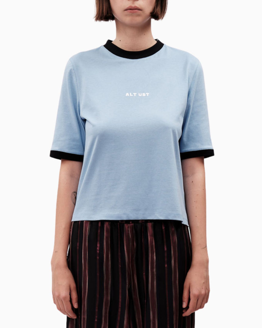 Alt Üst Contrast Ribebd T-Shirt Baby Blue&Navy